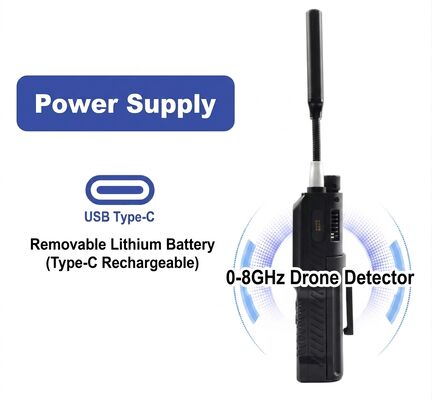 خرید دستگاه تشخیص سیگنال 0-8GHz برای OFDM HD FPV و انتقال آنالوگ FM با هشدار صوتی لرزش و ثبت داده های داخلی برای امنیت فرودگاه تولید آنلاین