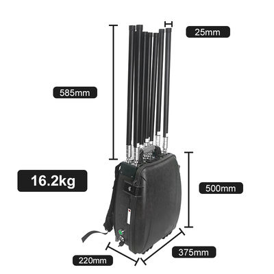 8-Band Backpack Drone Jammer 500-1500m Range 50W Output